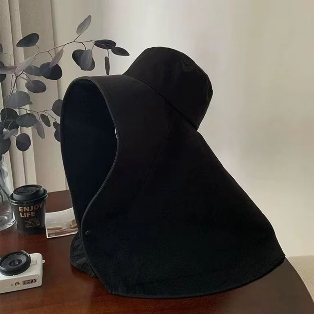 Women Wide Brim Sun Visor Hat With Neck Cover UV Protection Ponytail Cap For Fishing Hiking 8