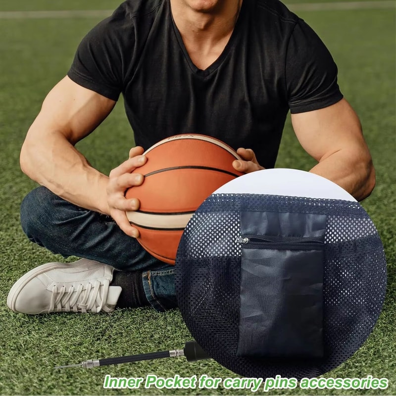Portable Drawstring Mesh Sports Ball Storage Bag For Basketball Soccer Volleyball 4