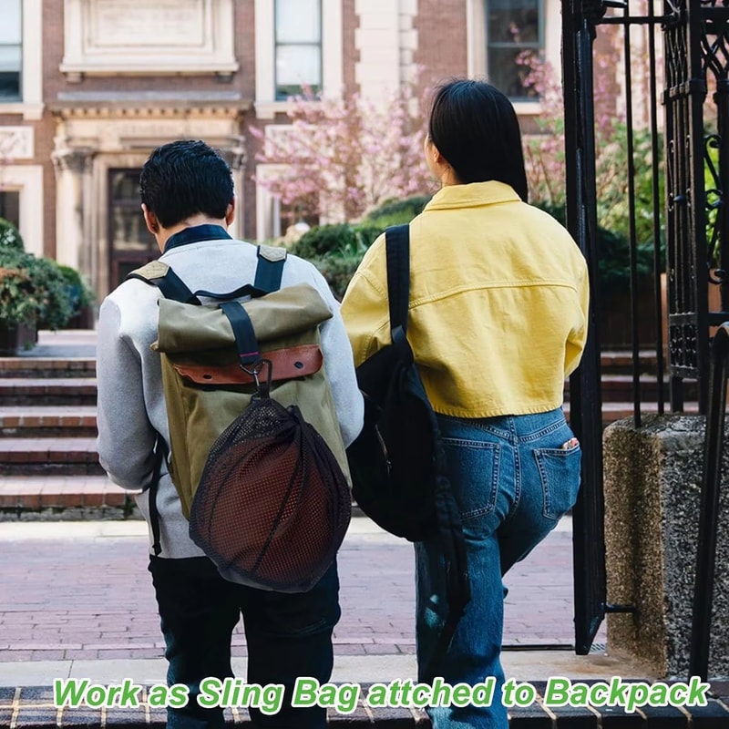 Portable Drawstring Mesh Sports Ball Storage Bag For Basketball Soccer Volleyball 5