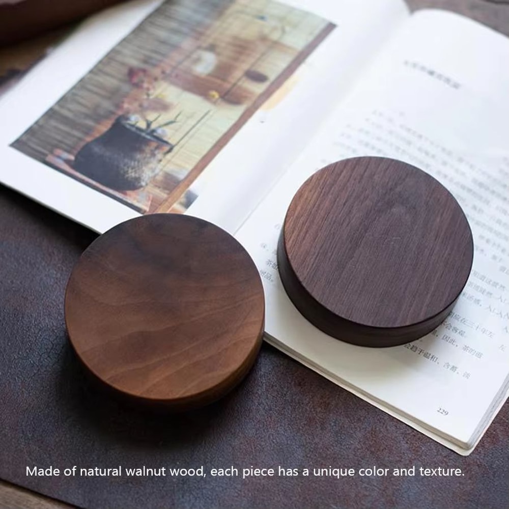 North American Black Walnut Incense Stick Holder Handmade Tea Ceremony Round Burner Tray 3