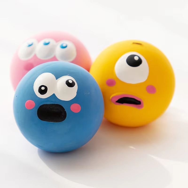 Squeaky Rubber Dog Ball Chew Toy Bite Resistant Tooth Cleaning Interactive Pet Ball 0