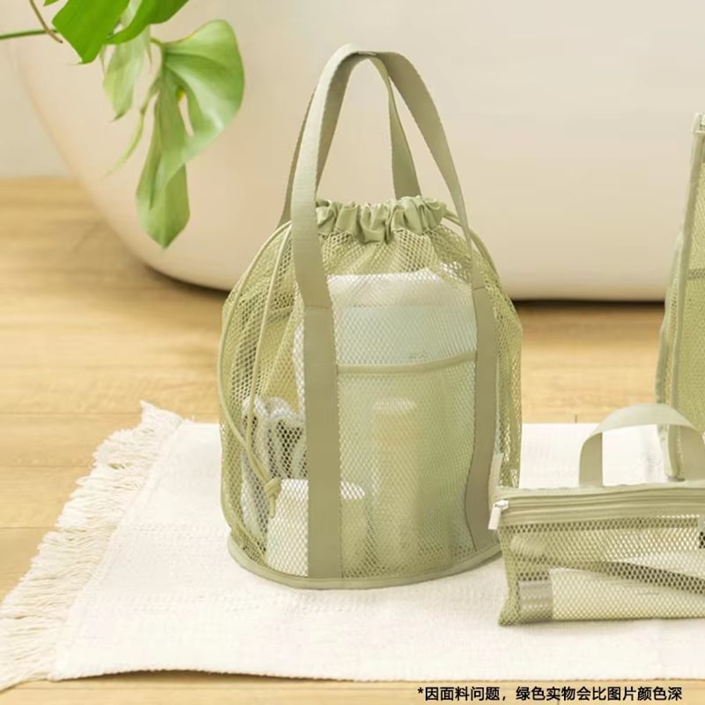 Large Capacity Travel Mesh Cosmetic Bag Set Foldable Organizer Drawstring Pouches 6