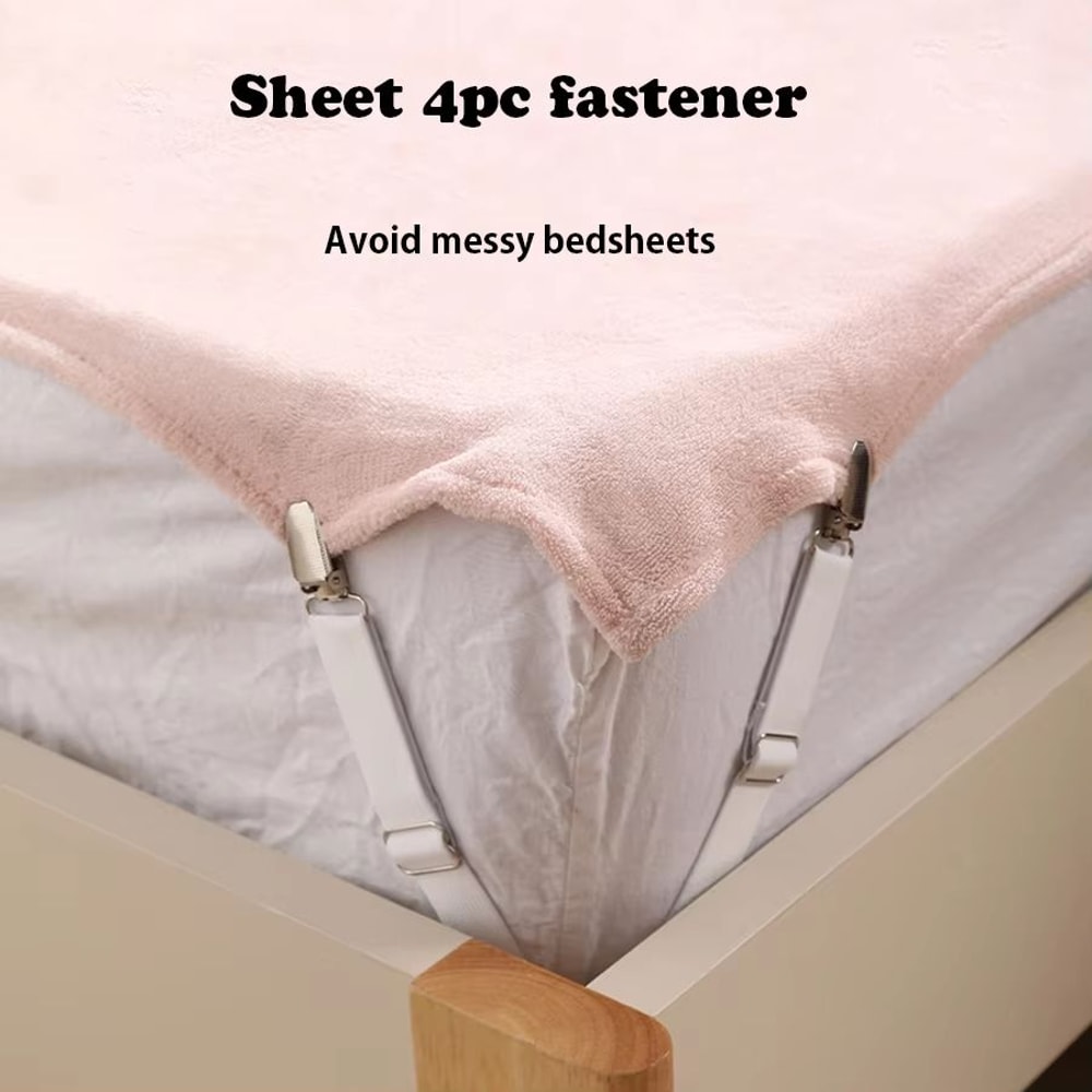 Adjustable Bed Sheet Clips Set Of 4 Elastic Fitted Bedding Fasteners 3