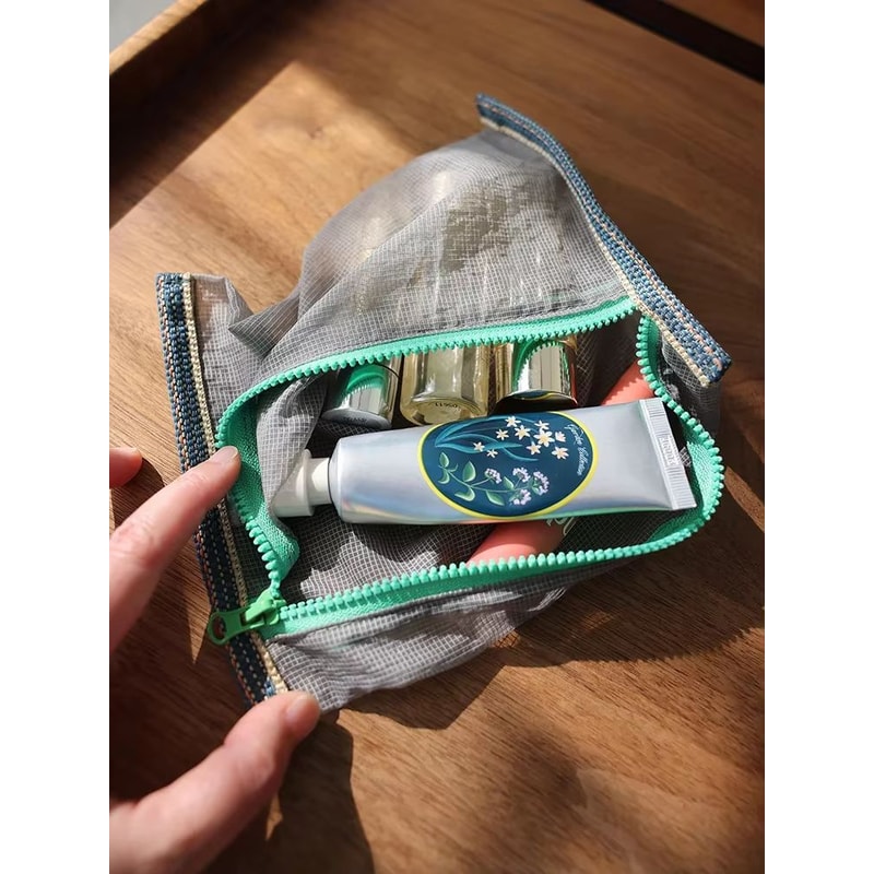 Translucent Mesh Nylon Storage Bag Portable Foldable Organizer For Travel Stationery 2