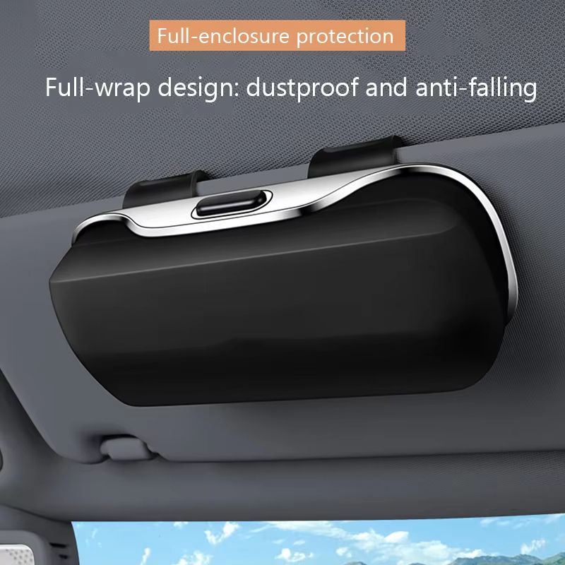 PressSwitch Car Glasses Holder Soft Fabric Sun Visor Eyewear Storage Case 0