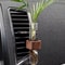 Stable Mini Car Flower Vase Vent Clip Elegant Walnut Glass Dashboard Decor 1