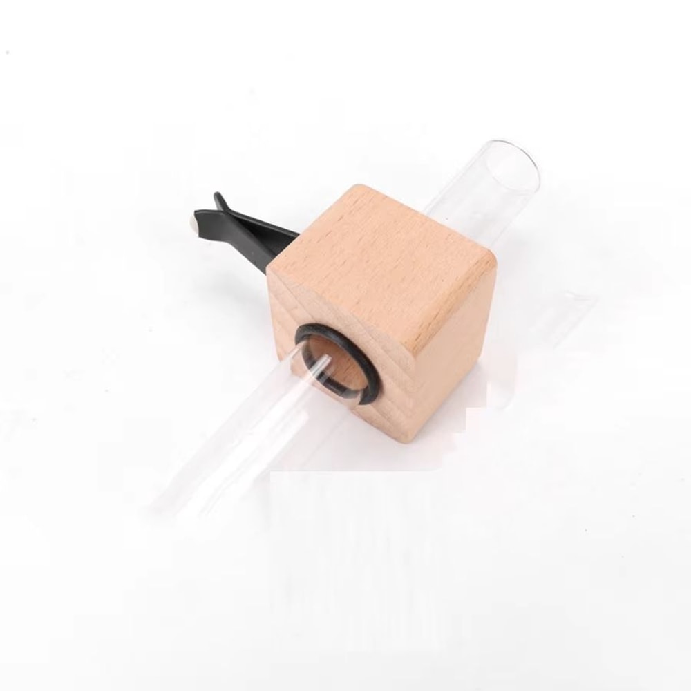 Stable Mini Car Flower Vase Vent Clip Elegant Walnut Glass Dashboard Decor 7