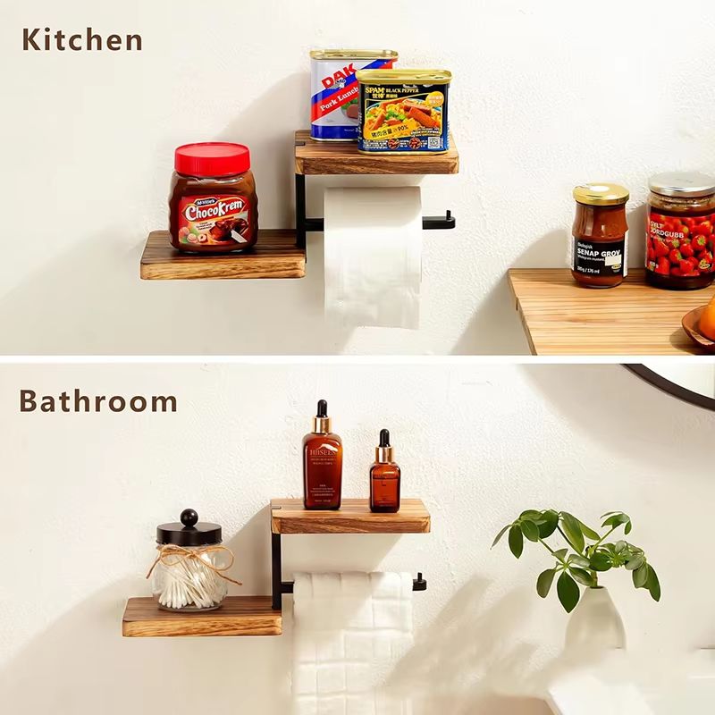 Wooden Paper Towel Holder Vertical Countertop Organizer For Kitchen Bathroom 2