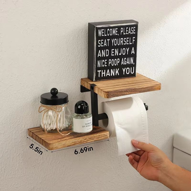 Wooden Paper Towel Holder Vertical Countertop Organizer For Kitchen Bathroom 3