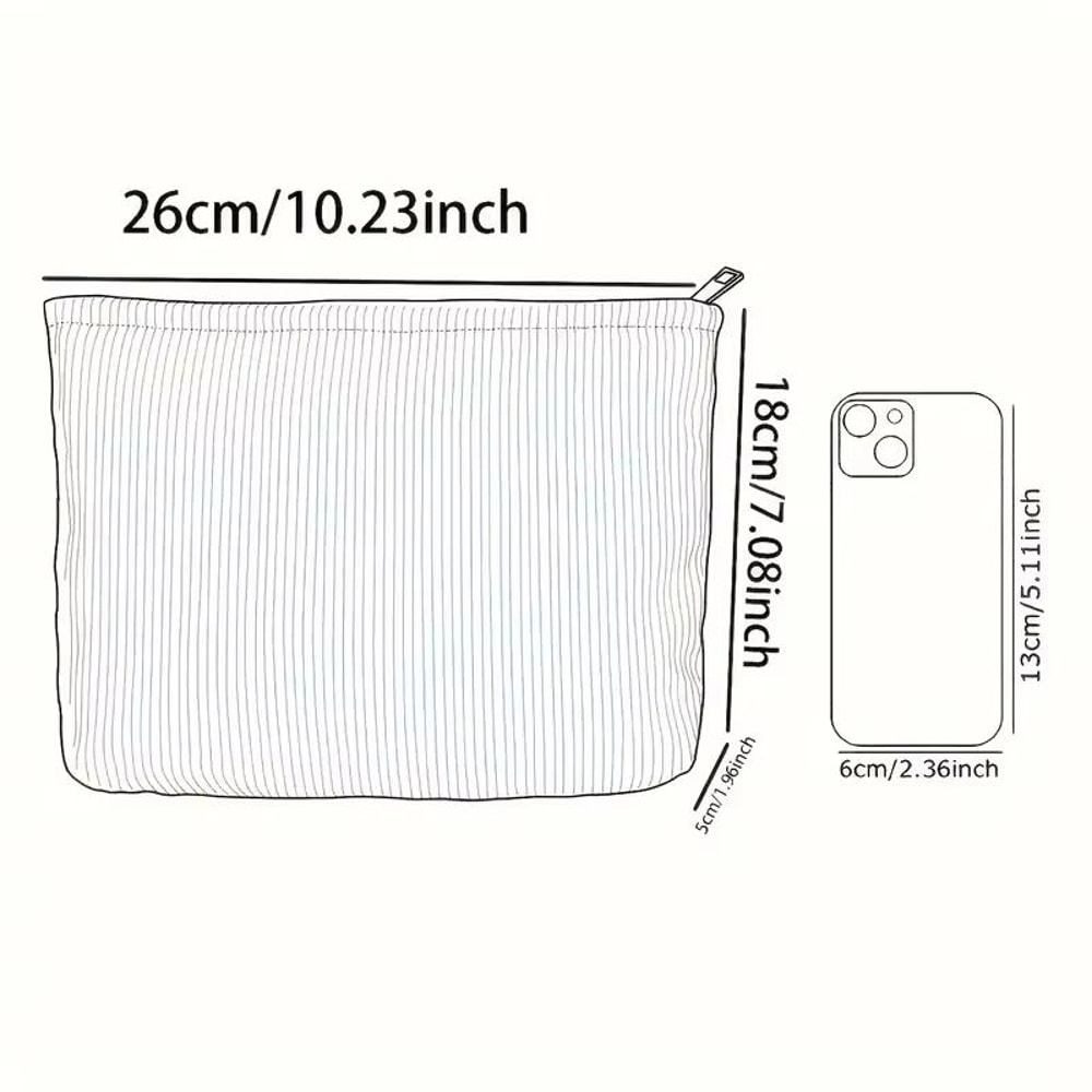 Floral Corduroy Zipper Makeup Bag Lightweight Multifunctional Cosmetic Pouch 5