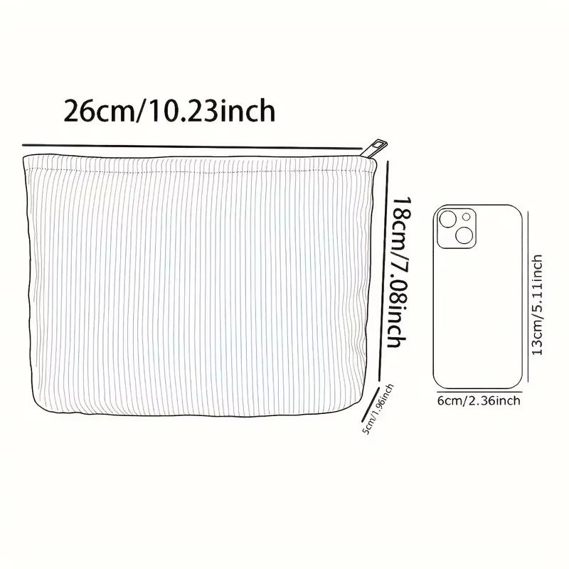 Floral Corduroy Zipper Makeup Bag Lightweight Multifunctional Cosmetic Pouch 5