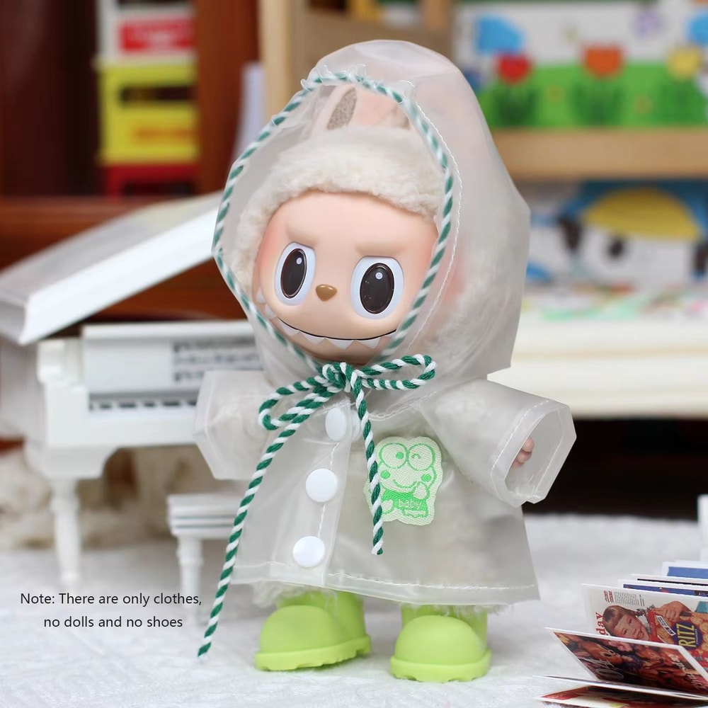 HeartPrint Macaron Doll Raincoat Outfit For 67In Dolls 7