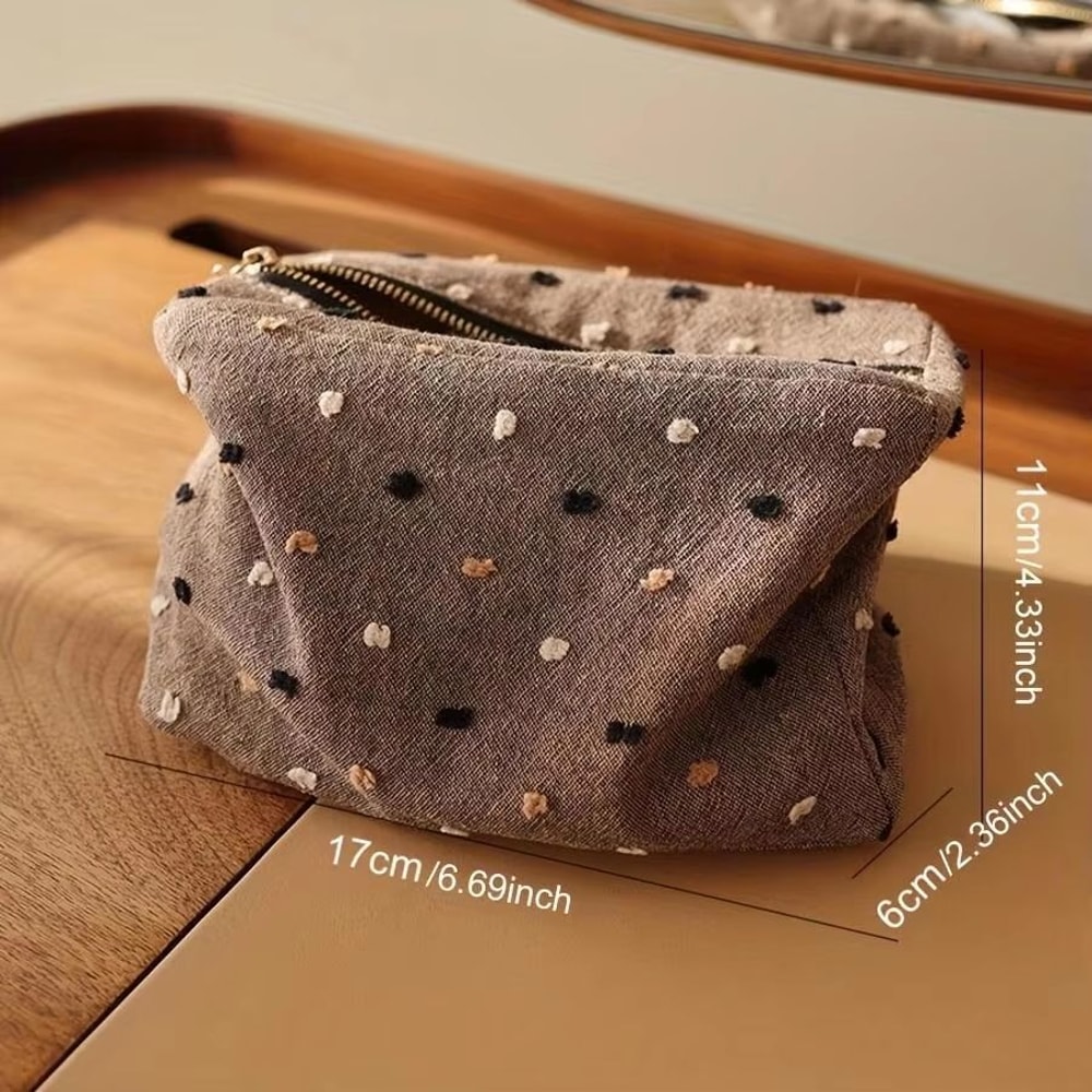 Checkered Striped Cosmetic Bag Square Zipper Makeup Storage Pouch 5