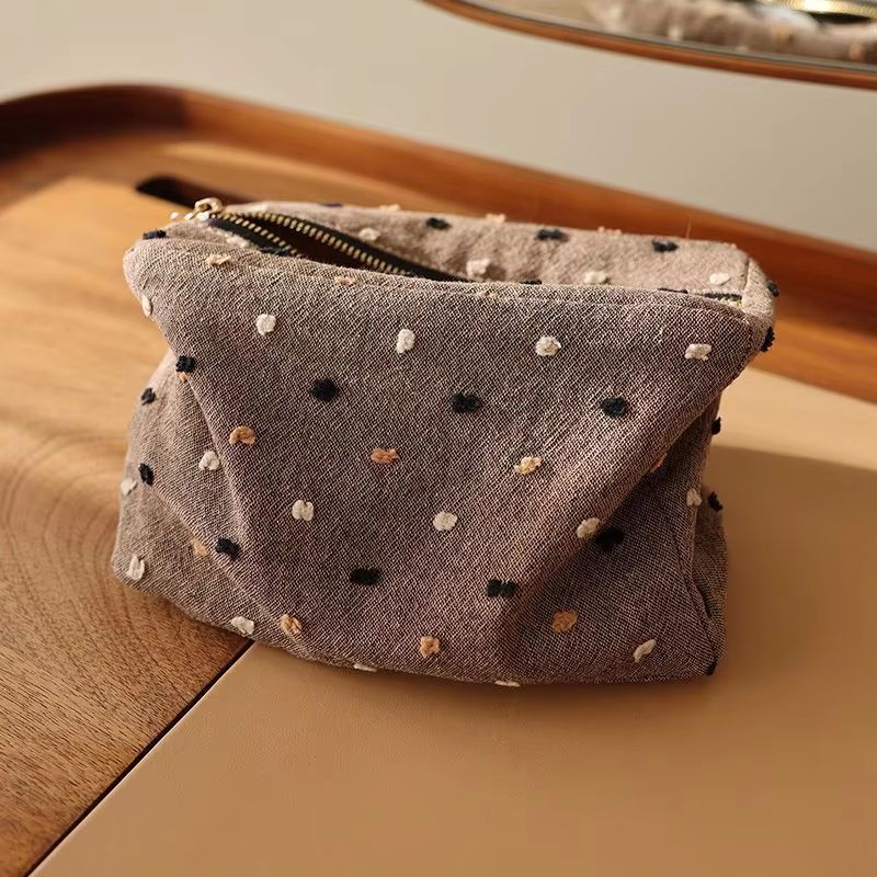 Checkered Striped Cosmetic Bag Square Zipper Makeup Storage Pouch 7