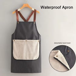 waterproof kitchen apron sleeveless cross-back with removable towe - anti-fouling cooking & baking bib