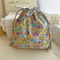 Portable Cotton Makeup Travel Organizer Bag Drawstring Flower Print Storage Pouch 9