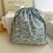 Portable Cotton Makeup Travel Organizer Bag Drawstring Flower Print Storage Pouch 7