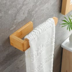bamboo wooden wall-mounted towel rack – adhesive bathroom & kitchen organizer shelf