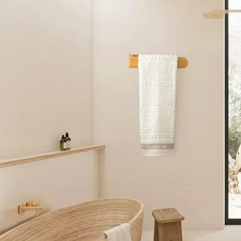 Bamboo Wooden WallMounted Towel Rack Adhesive Bathroom Kitchen Organizer Shelf 1