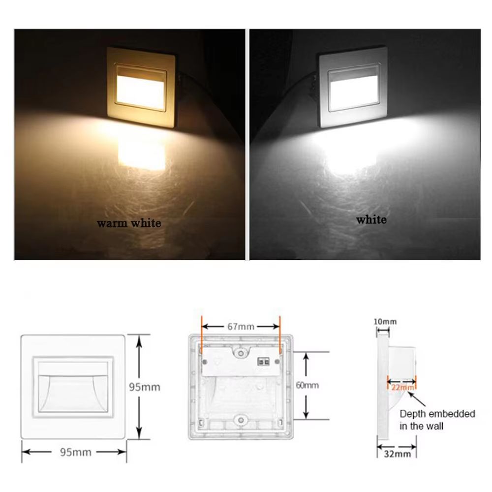 LED Recessed Wall Stair Light Indoor Nightlight For Staircase Hallway Kitchen Bedroom 4