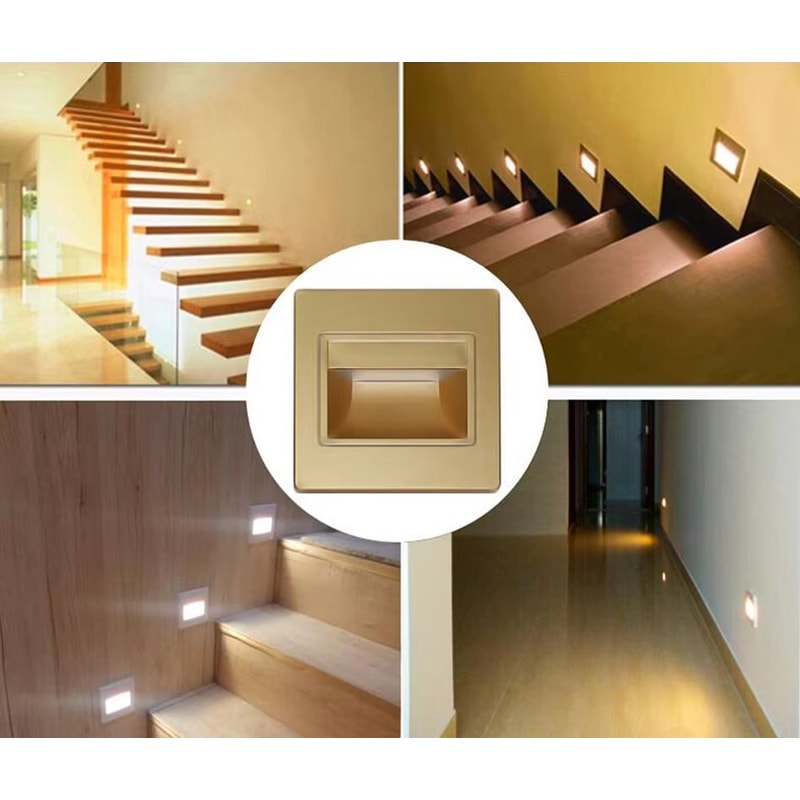 LED Recessed Wall Stair Light Indoor Nightlight For Staircase Hallway Kitchen Bedroom 5