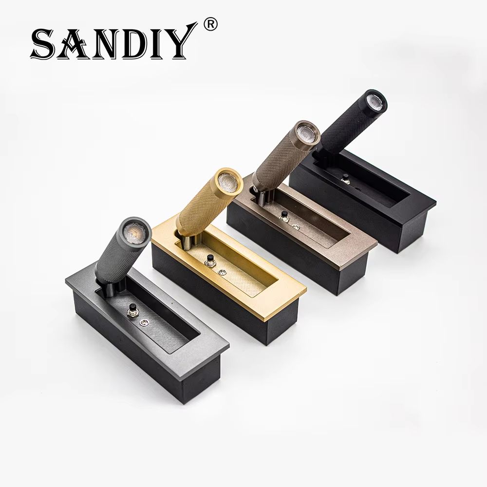 SANDIY Gold Bedside Wall Lamp With Switch Rotatable Nordic Reading Light Sconce 0