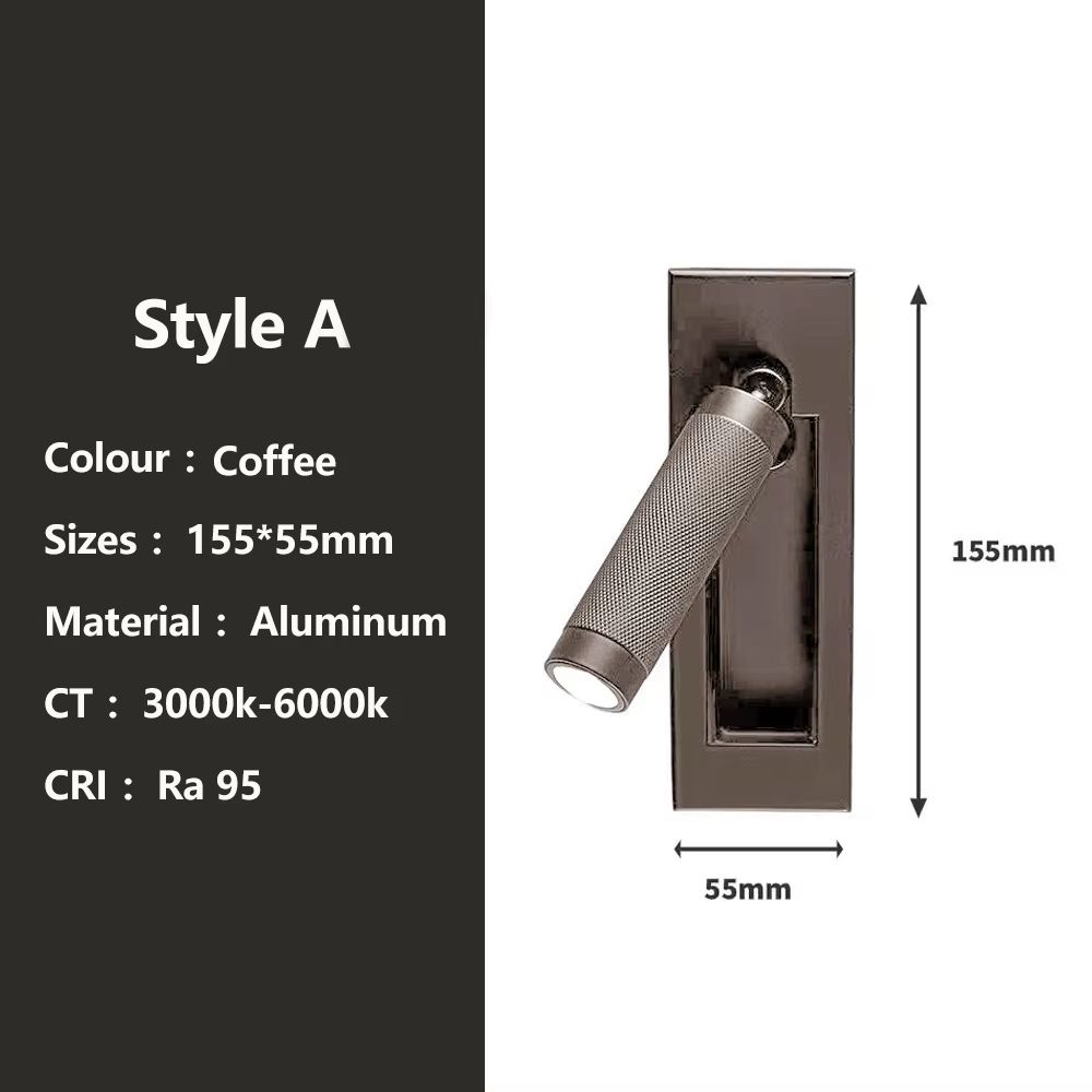 SANDIY Gold Bedside Wall Lamp With Switch Rotatable Nordic Reading Light Sconce 9