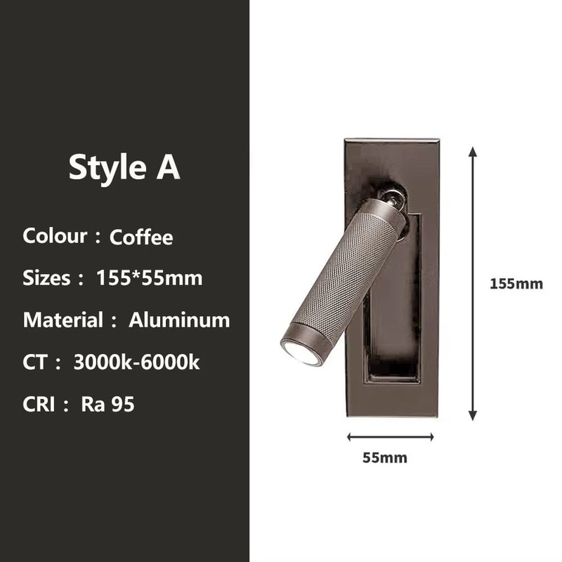 SANDIY Gold Bedside Wall Lamp With Switch Rotatable Nordic Reading Light Sconce 9