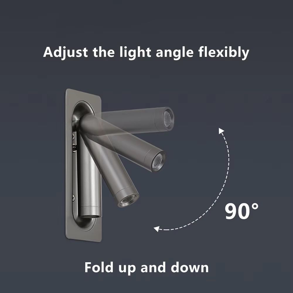 SANDIY Gold Bedside Wall Lamp With Switch Rotatable Nordic Reading Light Sconce 3