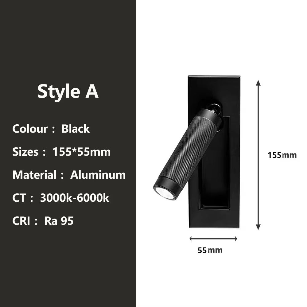 SANDIY Gold Bedside Wall Lamp With Switch Rotatable Nordic Reading Light Sconce 6