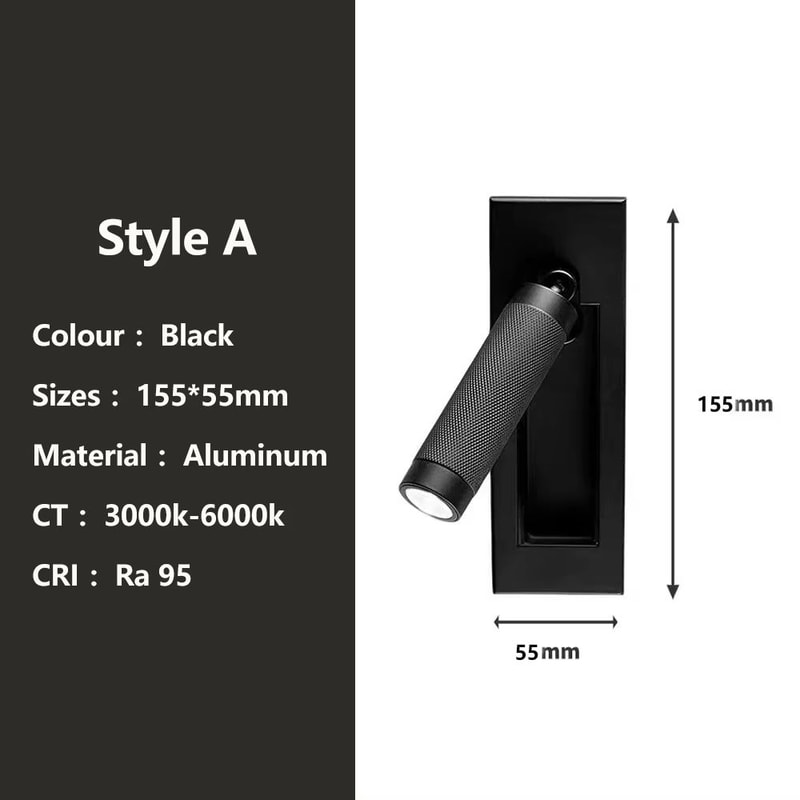 SANDIY Gold Bedside Wall Lamp With Switch Rotatable Nordic Reading Light Sconce 6