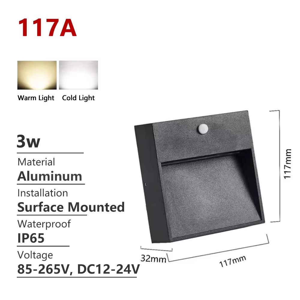 SANDIY Outdoor Motion Sensor Wall Light Waterproof LED Stair Garden Sconce 110220V 9