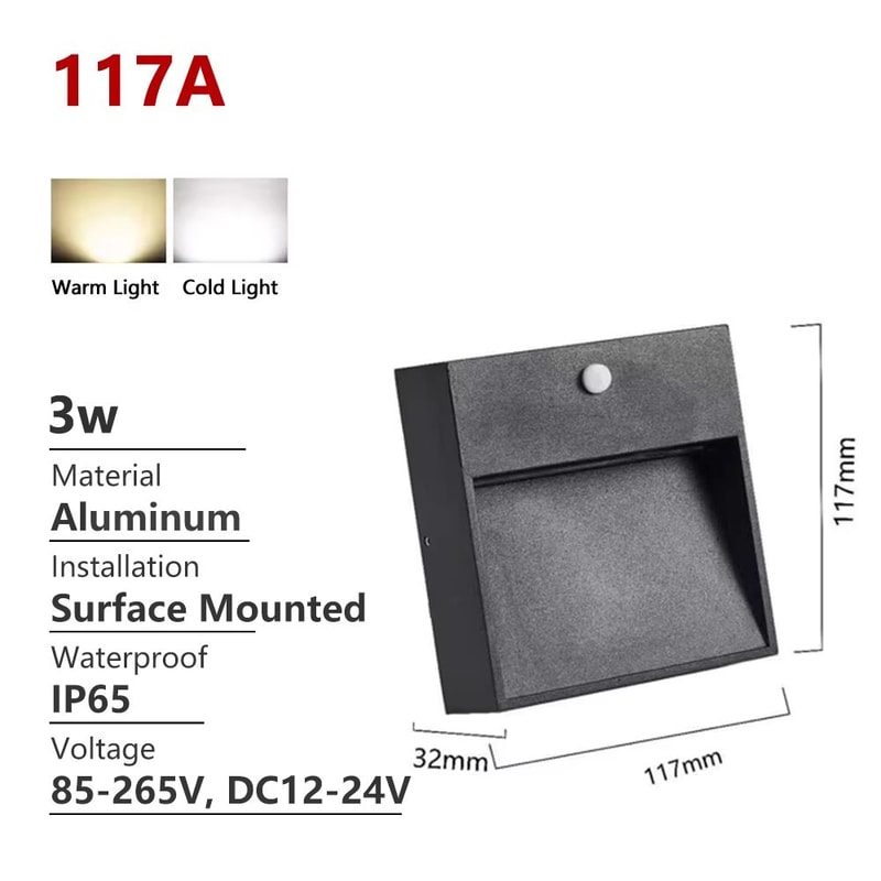 SANDIY Outdoor Motion Sensor Wall Light Waterproof LED Stair Garden Sconce 110220V 9