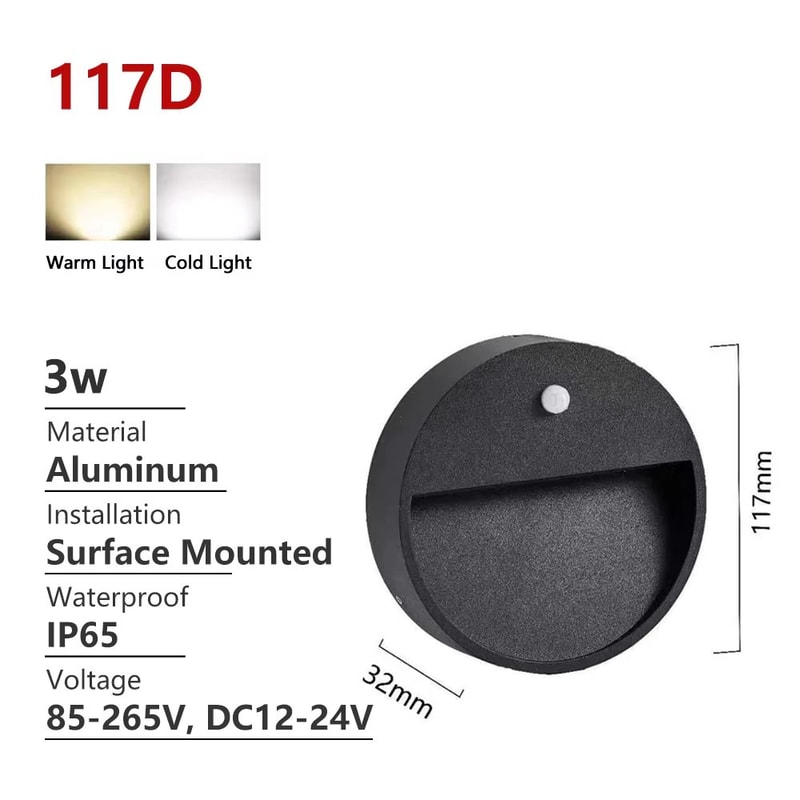 SANDIY Outdoor Motion Sensor Wall Light Waterproof LED Stair Garden Sconce 110220V 12