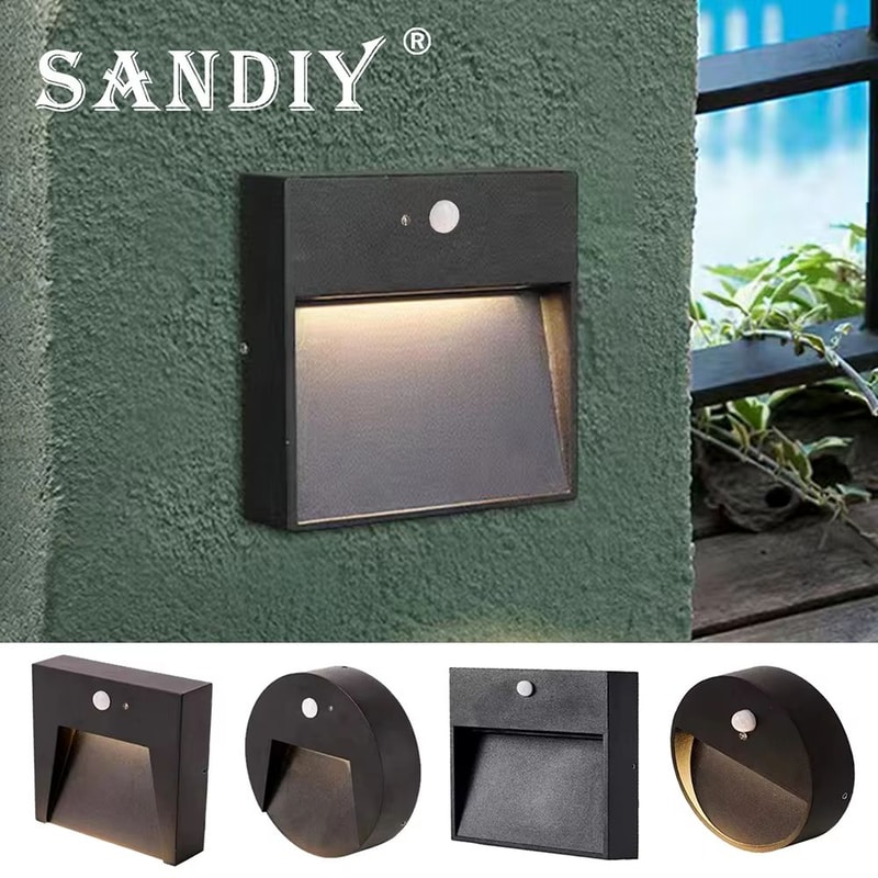 SANDIY Outdoor Motion Sensor Wall Light Waterproof LED Stair Garden Sconce 110220V 2