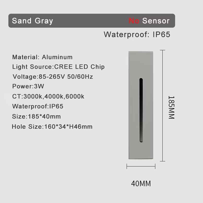 Smart Motion Sensor LED Stair Wall Light Recessed Step Lamp 3W 9