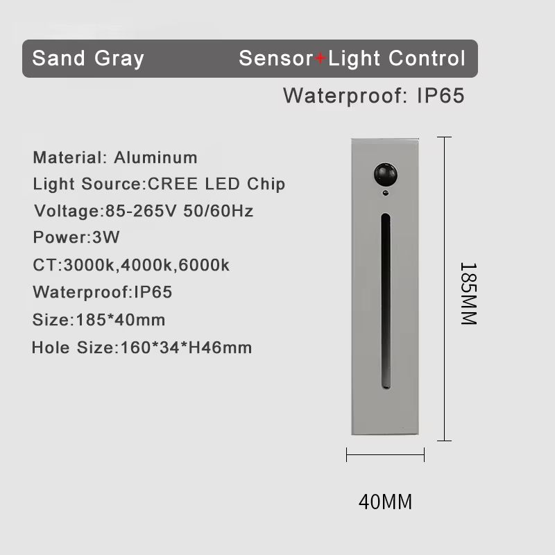 Smart Motion Sensor LED Stair Wall Light Recessed Step Lamp 3W 10