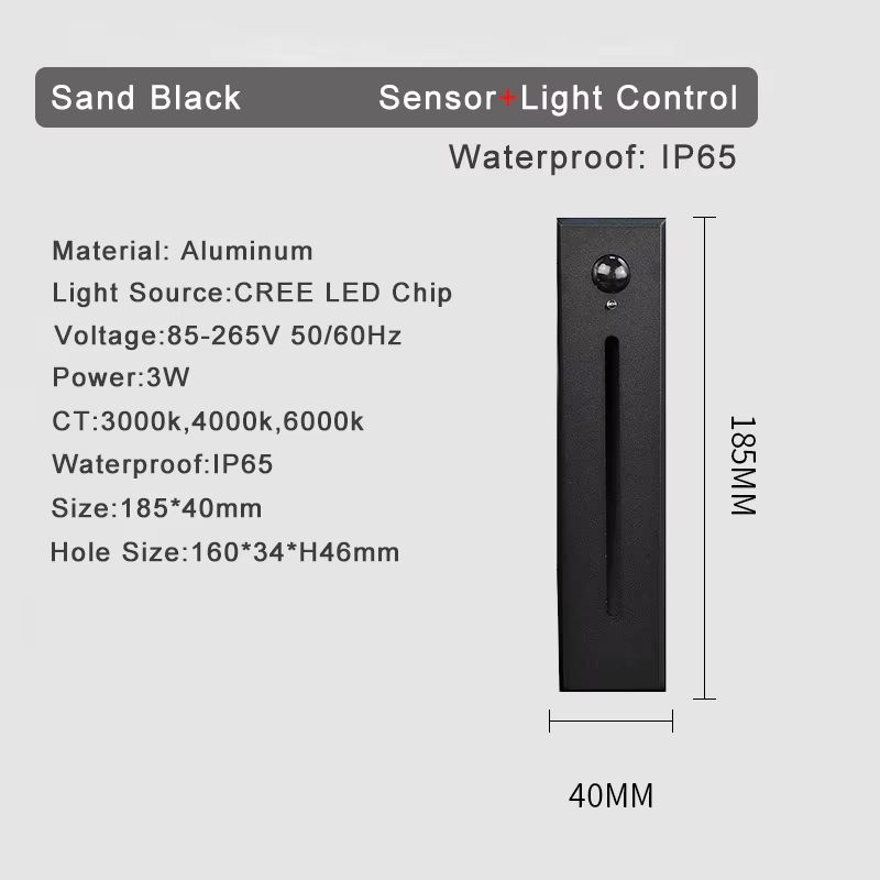 Smart Motion Sensor LED Stair Wall Light Recessed Step Lamp 3W 11