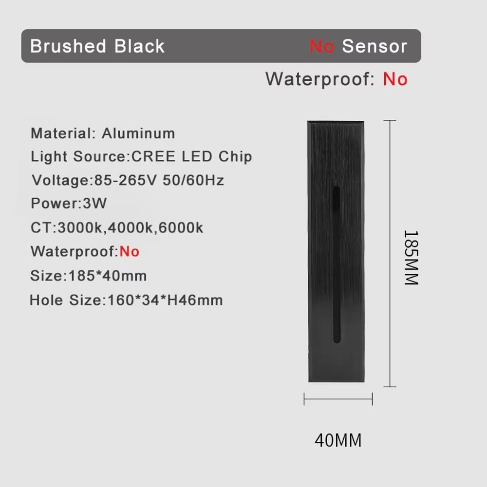 Smart Motion Sensor LED Stair Wall Light Recessed Step Lamp 3W 12