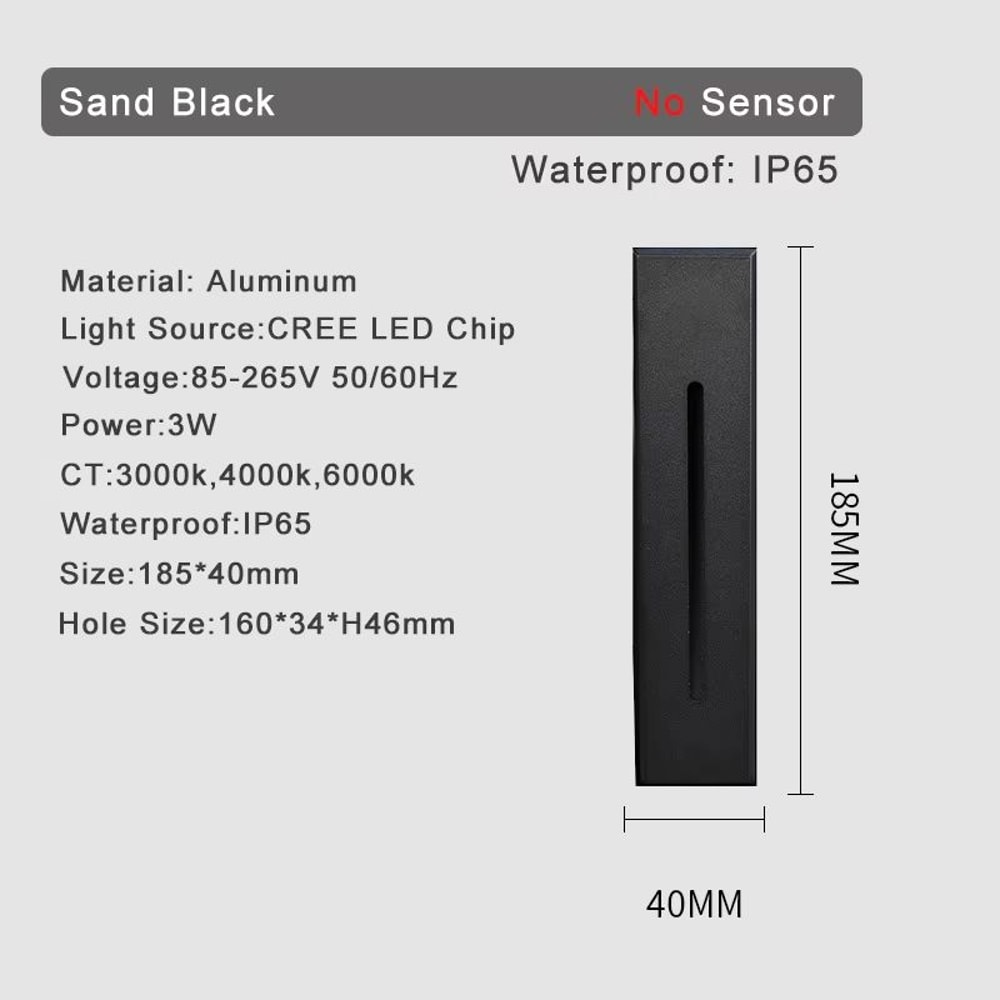 Smart Motion Sensor LED Stair Wall Light Recessed Step Lamp 3W 6