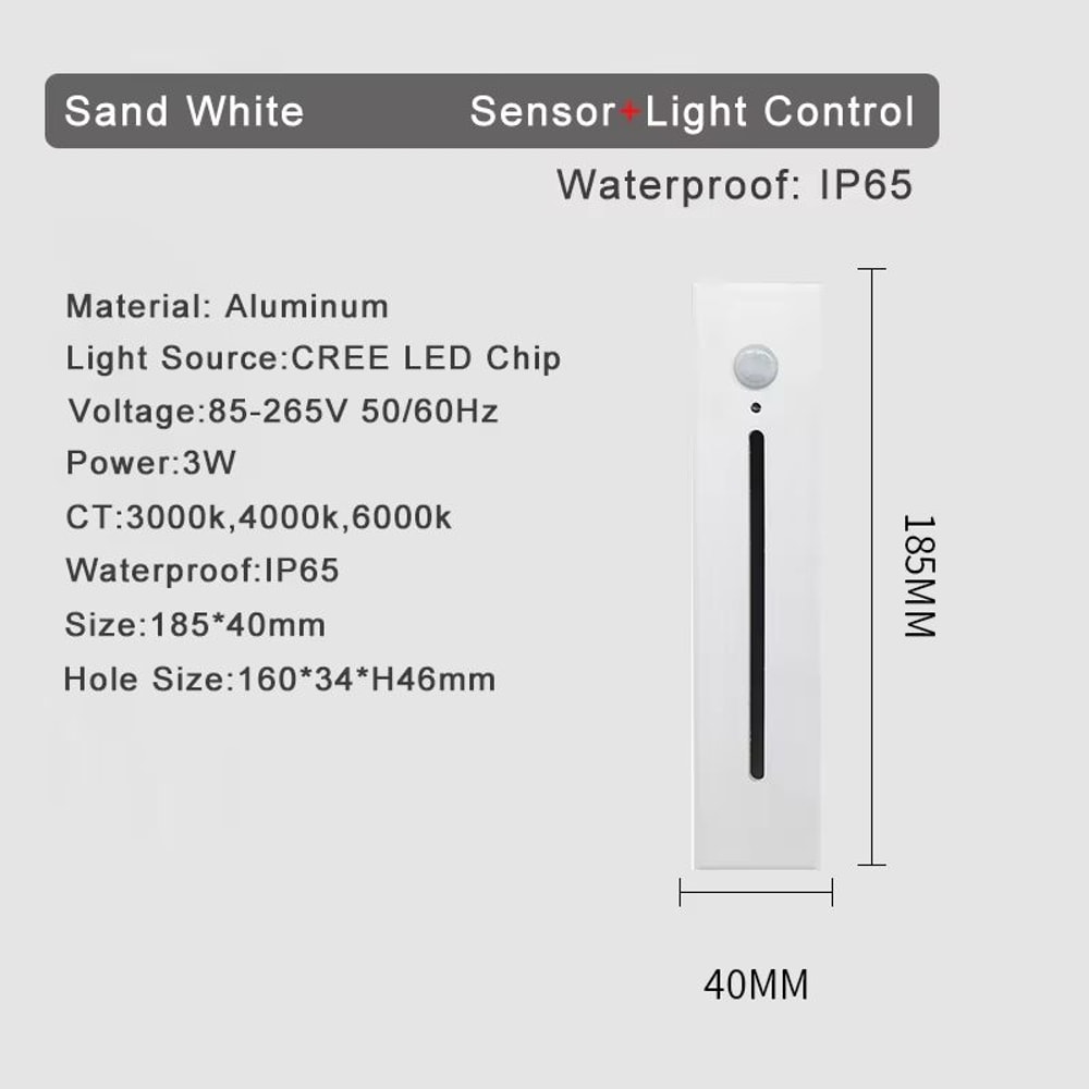 Smart Motion Sensor LED Stair Wall Light Recessed Step Lamp 3W 8
