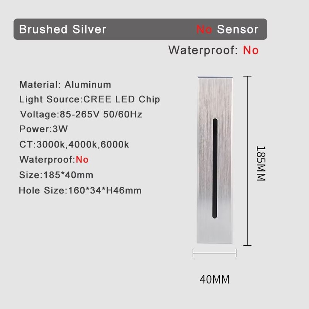 Smart Motion Sensor LED Stair Wall Light Recessed Step Lamp 3W 14