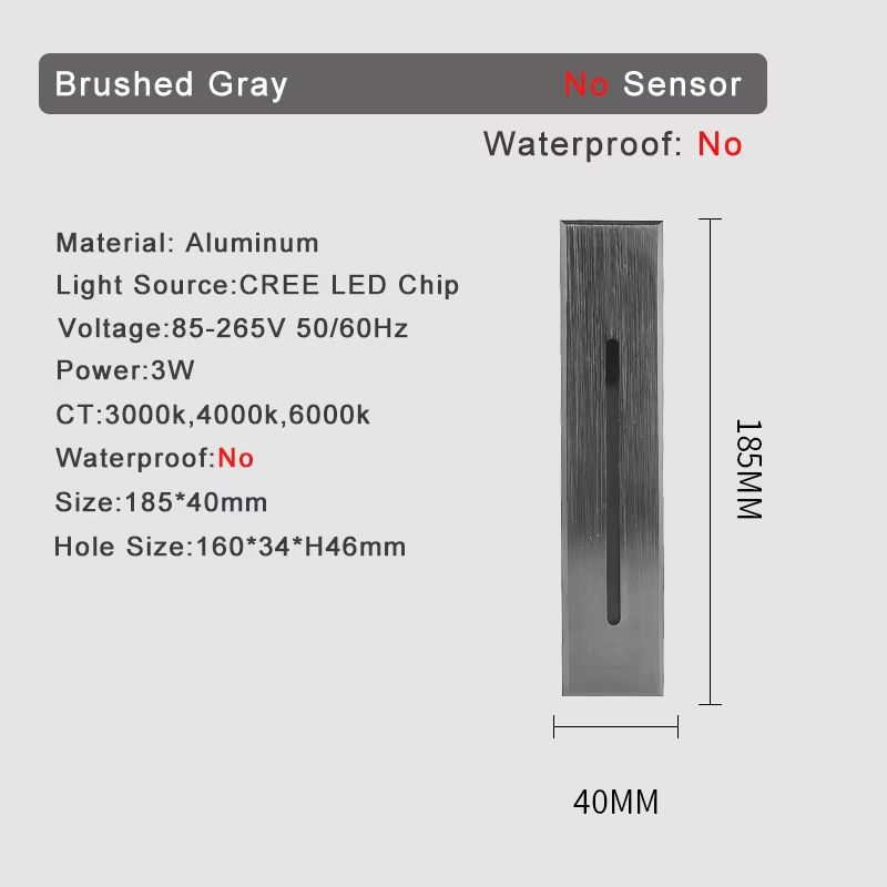 Smart Motion Sensor LED Stair Wall Light Recessed Step Lamp 3W 16