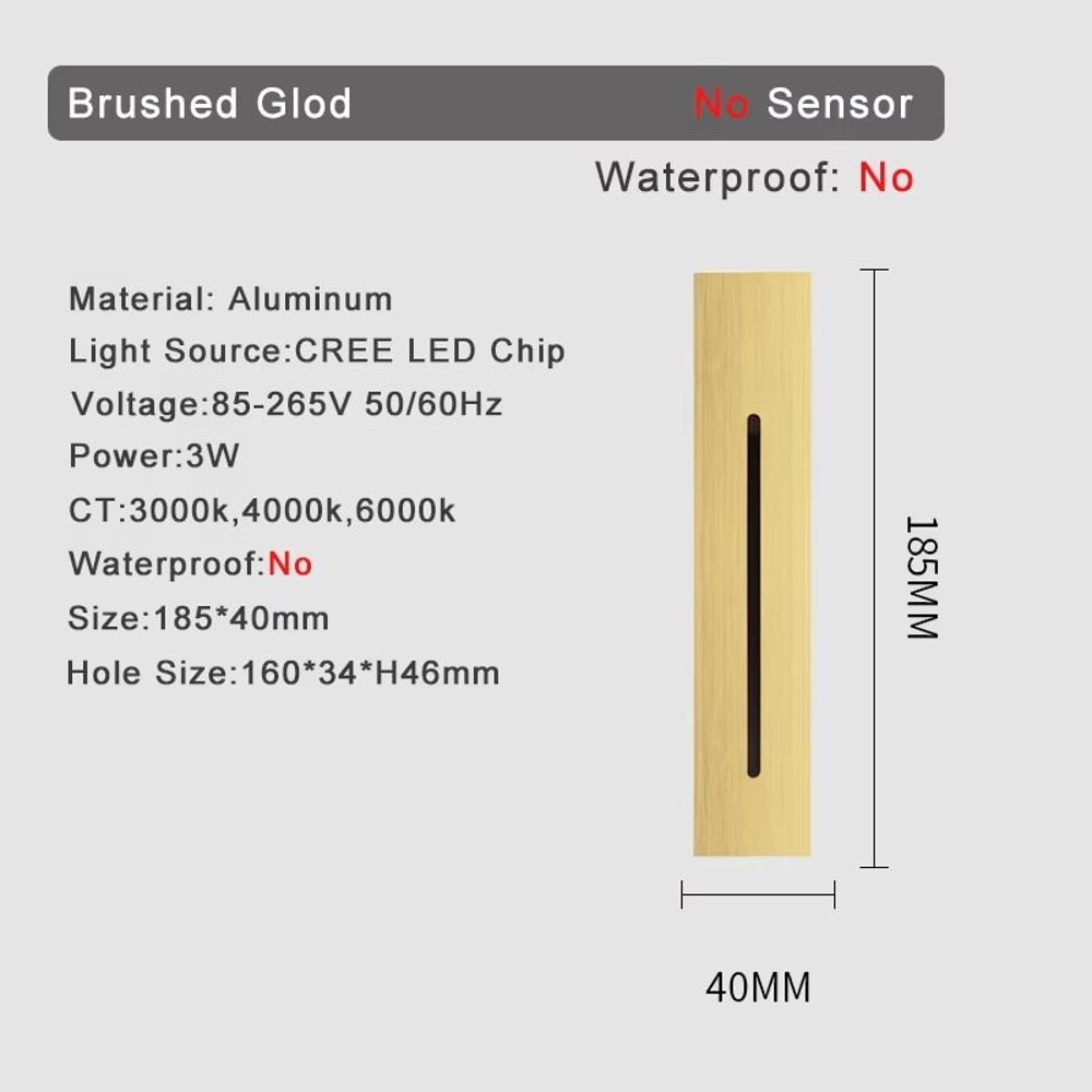 Smart Motion Sensor LED Stair Wall Light Recessed Step Lamp 3W 18