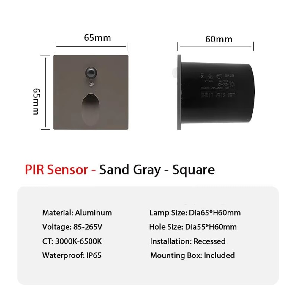 Smart Motion Sensor LED Step Light Recessed Wall Lamp 1W For Indoor Outdoor 12