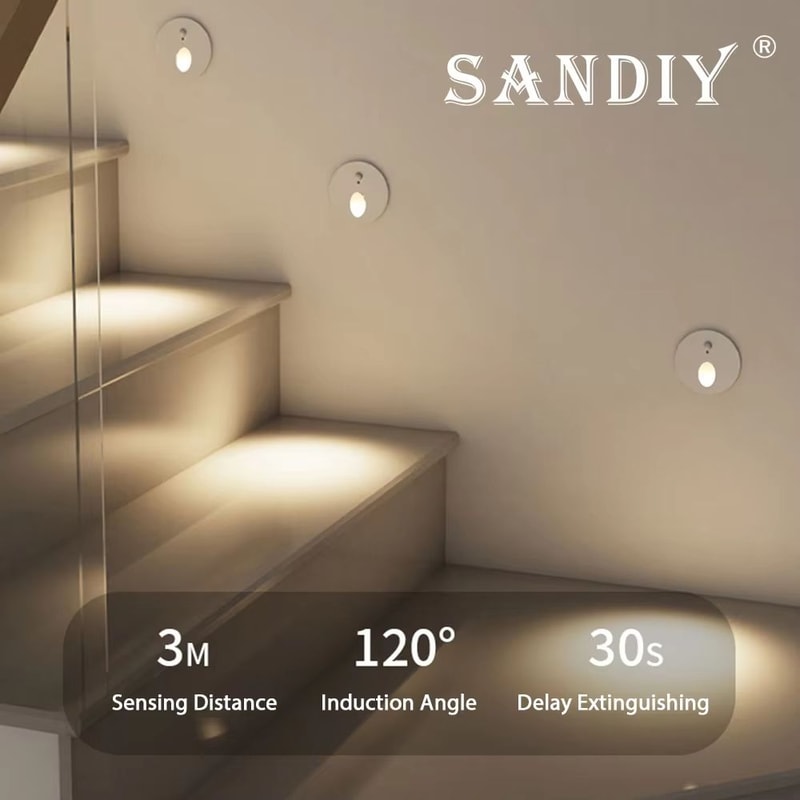 Smart Motion Sensor LED Step Light Recessed Wall Lamp 1W For Indoor Outdoor 4