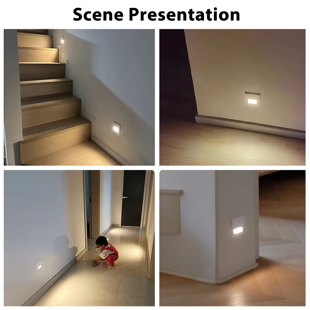 Smart Motion Sensor LED Recessed Stair Wall Night Light 110V220V 5