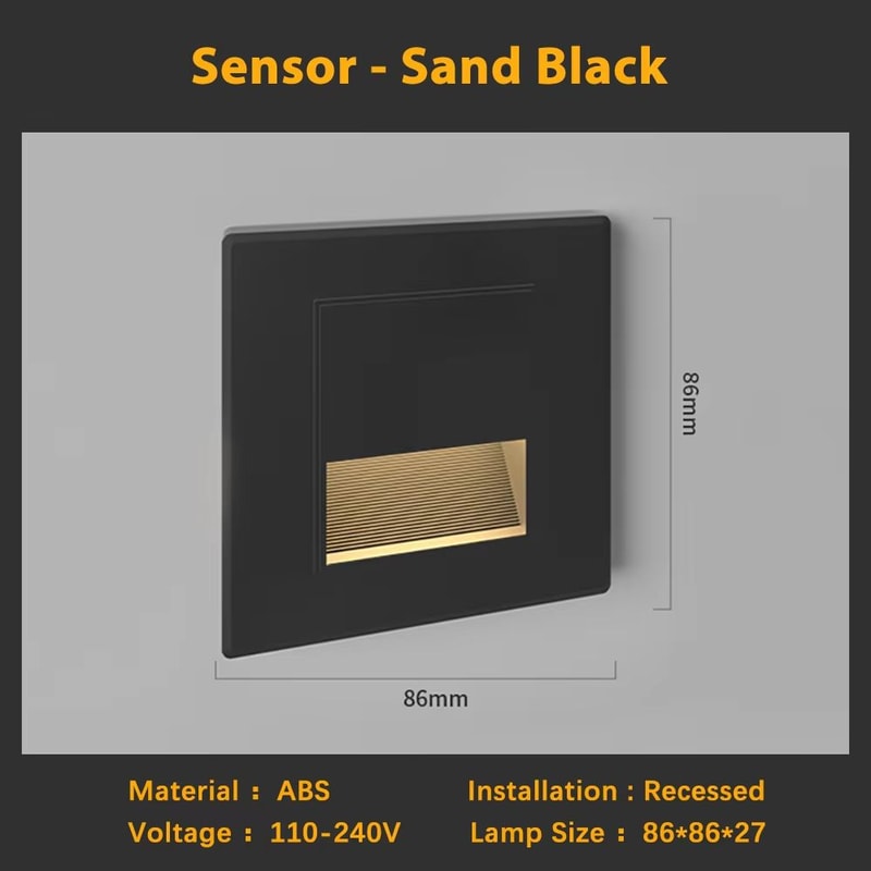 Smart Motion Sensor LED Recessed Stair Wall Night Light 110V220V 12