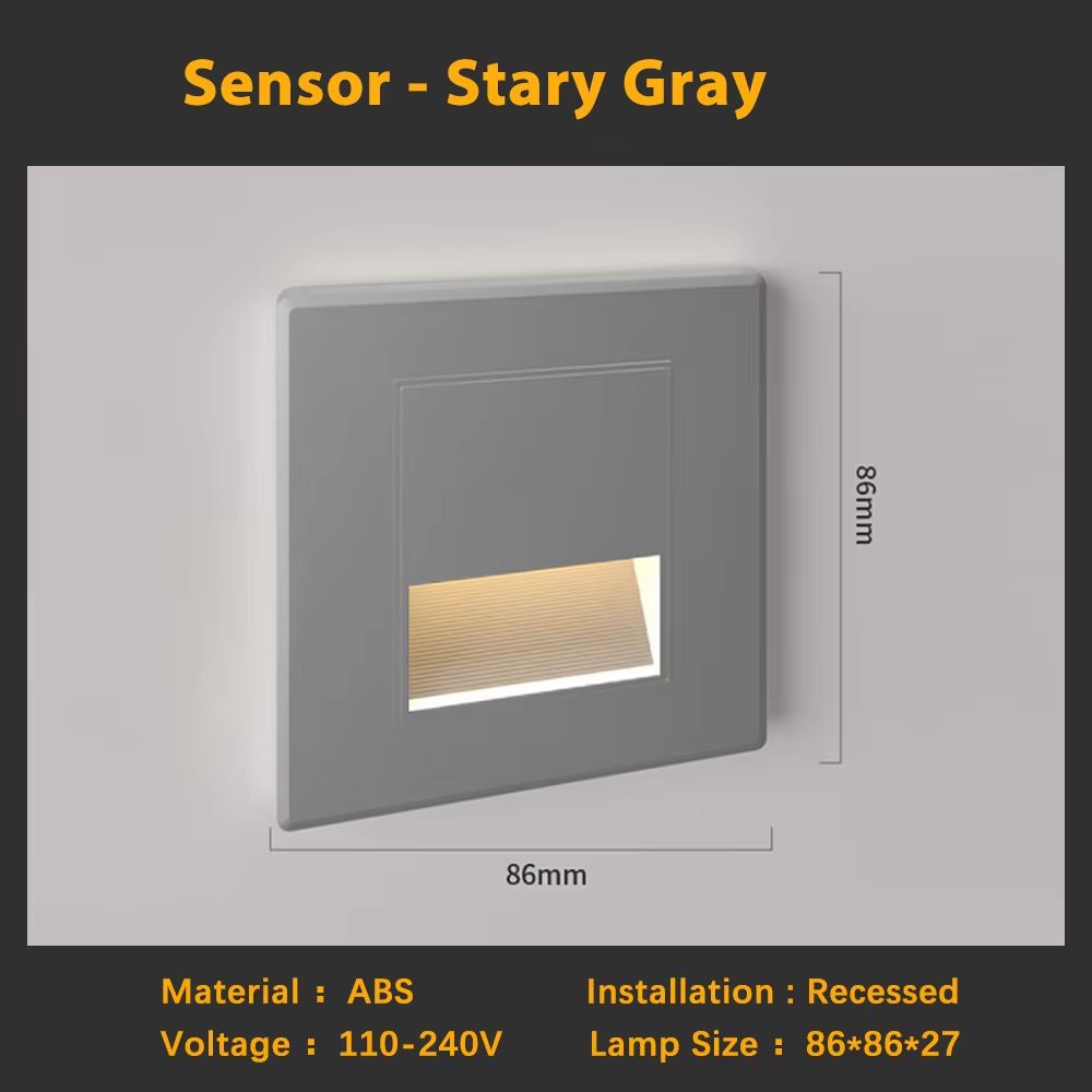 Smart Motion Sensor LED Recessed Stair Wall Night Light 110V220V 13