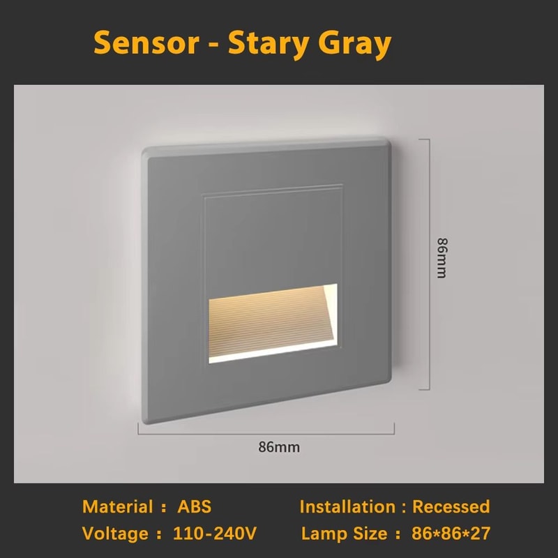 Smart Motion Sensor LED Recessed Stair Wall Night Light 110V220V 13
